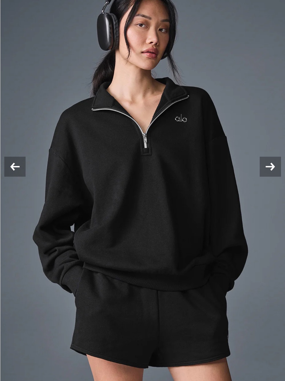 ALO Yoga Black Accolade 1/4 Zip Pullover